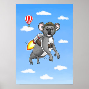 Rocket Koala's jetpack ride Poster