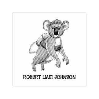 Rocket Koala's jetpack ride Self-inking Stamp
