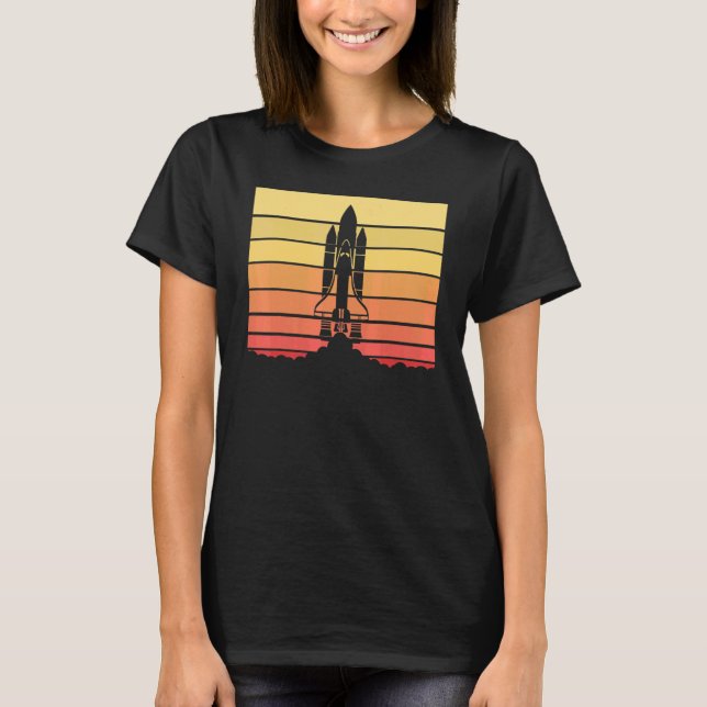 Rocket Launch Blast Off Astronomy Retro Space Shut T-Shirt (Front)