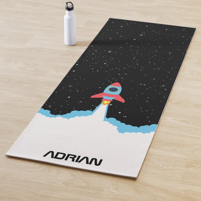 Rocket Launching in Outer Space Kids Yoga Mat (In Situ)