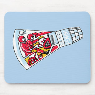 Rocket Man Retro Gemini Rockets in Space Mouse Pad