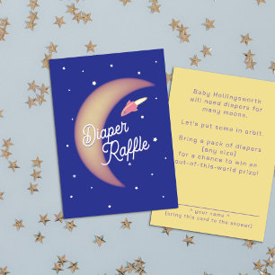 Rocket & Moon Diaper Raffle Pink & Blue Enclosure Card