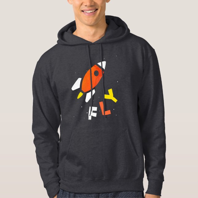 Rocket - Orange & Yellow Abstract Pop Art. FLY! Hoodie (Front)