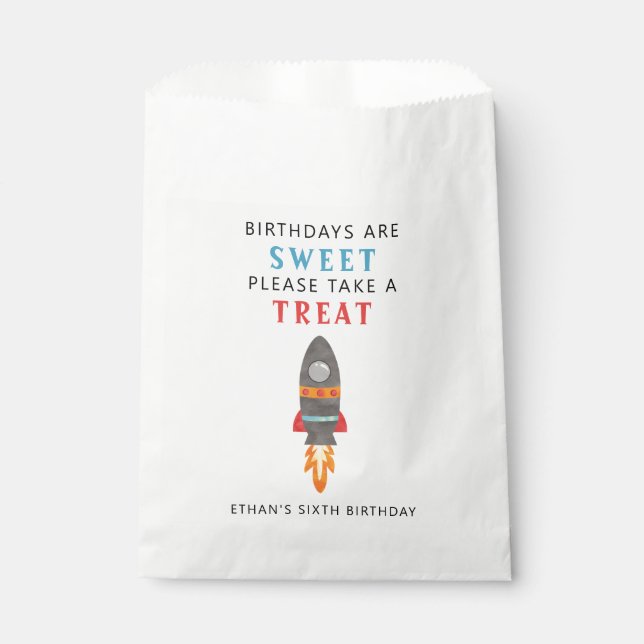 Rocket Outer Space Birthday Party Favour Bag (Front)