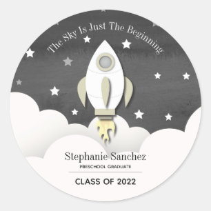 Rocket Outer Space Graduation Classic Round Stick Classic Round Sticker