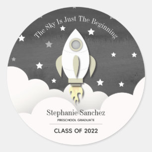 Rocket Outer Space Graduation  Classic Round Stick Sticker