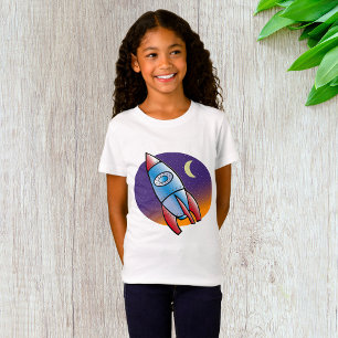 Rocket Outer Space Travel Girls T-Shirt