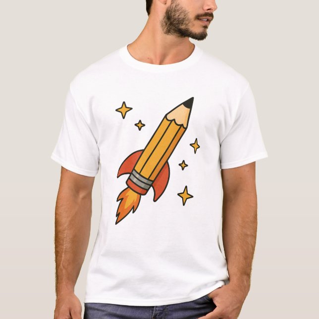 Rocket Pencil Art | Back to School Design T-Shirt (Front)