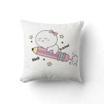Rocket Pencil Back to School Throw Pillow - Cute S