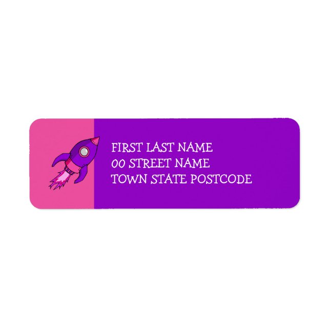 Rocket pink purple Return Address Label (Front)