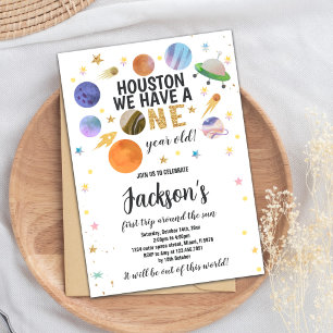 Rocket, Planets & Stars Galaxy Theme Invitation