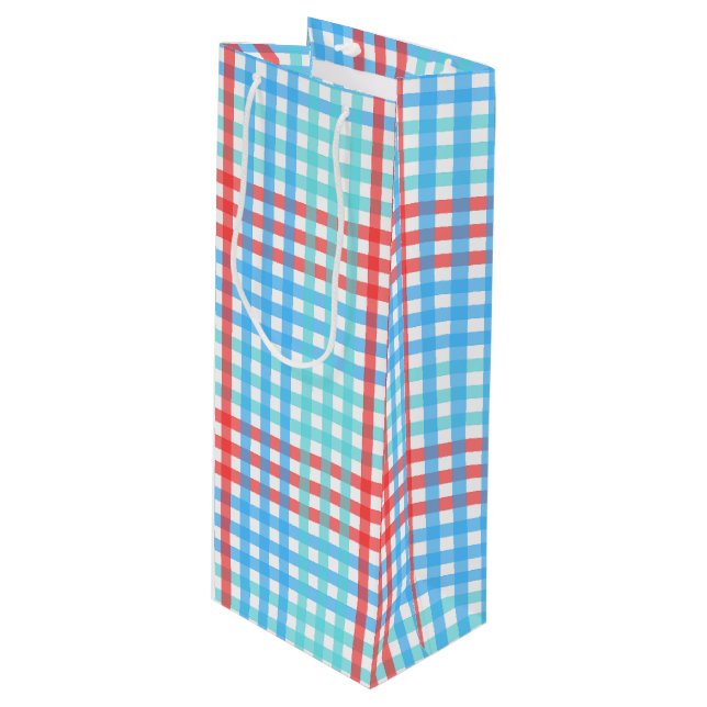 Rocket Pop, Plaid Wine Gift Bag (Front Angled)