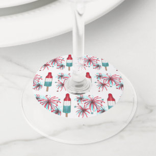 Rocket Pop Popsicle Fireworks Patriotic July 4th Wine Glass Tag