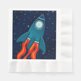Rocket Postcard Favour Tags Napkin