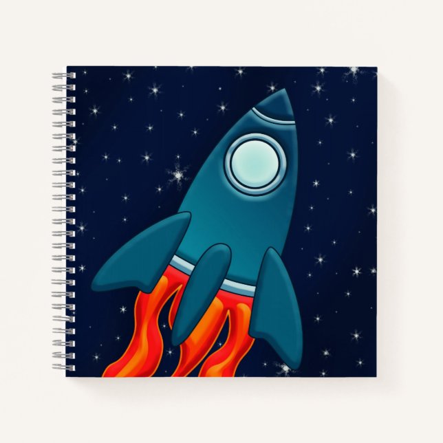 Rocket Postcard Favour Tags Notebook (Front)