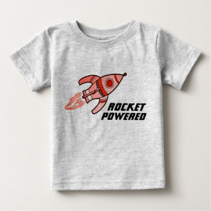 Rocket powered space toddler yellow red t-shirt