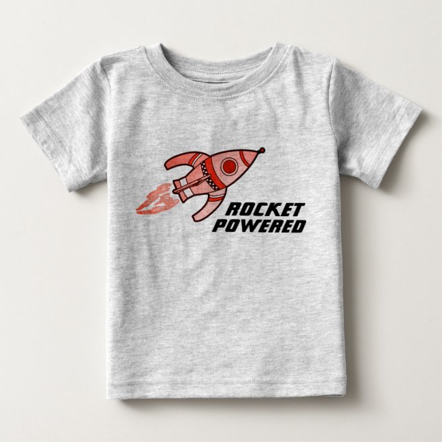 Rocket powered space toddler yellow red t-shirt (Front)