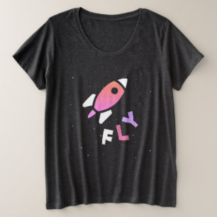 Rocket - Purple & PinkAbstract Pop Art. FLY! Plus Size T-Shirt