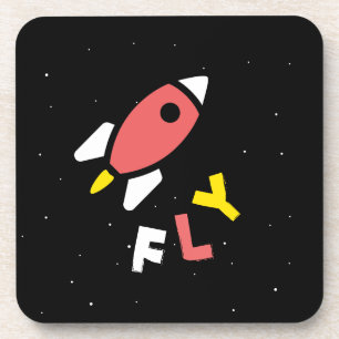 Rocket - Red & Yellow Abstract Pop Art. FLY! Coaster