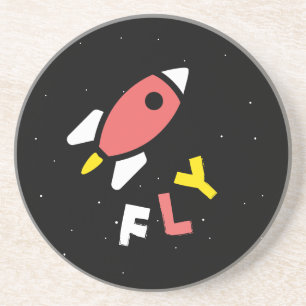 Rocket - Red & Yellow Abstract Pop Art. FLY! Coaster