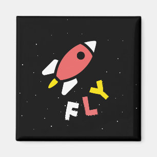 Rocket - Red & Yellow Abstract Pop Art. FLY! Magnet
