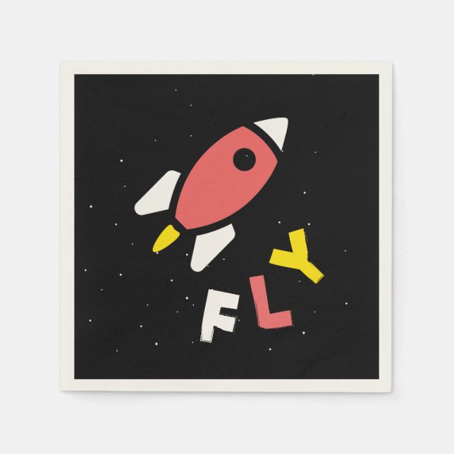Rocket - Red & Yellow Abstract Pop Art. FLY! Napkin (Front)