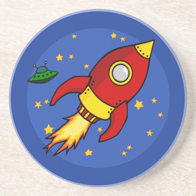 Rocket red yellow Coaster (Front)