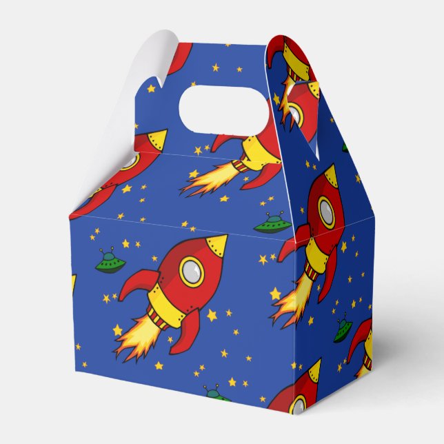 Rocket red yellow Gable Favour Box (Front Side)
