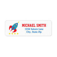 Rocket Return Address Label Outer Space