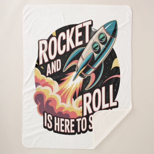 Rocket Roll  Sherpa Blanket (Front)