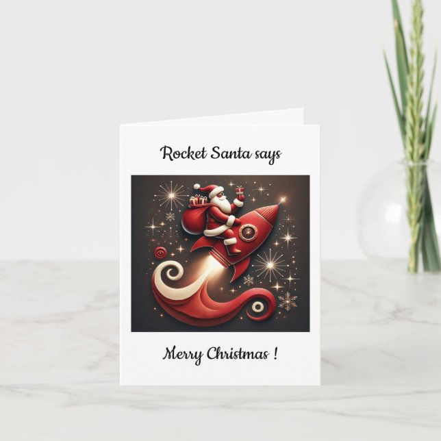 Rocket Santa Christmas Card (Front)