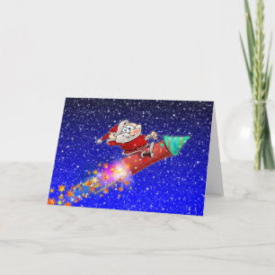Rocket Santa Holiday Card