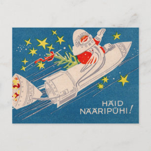 Rocket Santa Holiday Greetings Postcard