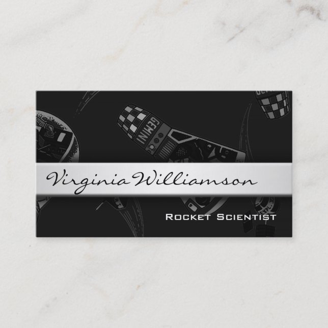 Rocket Scientist Modern Black Business Cards (Front)