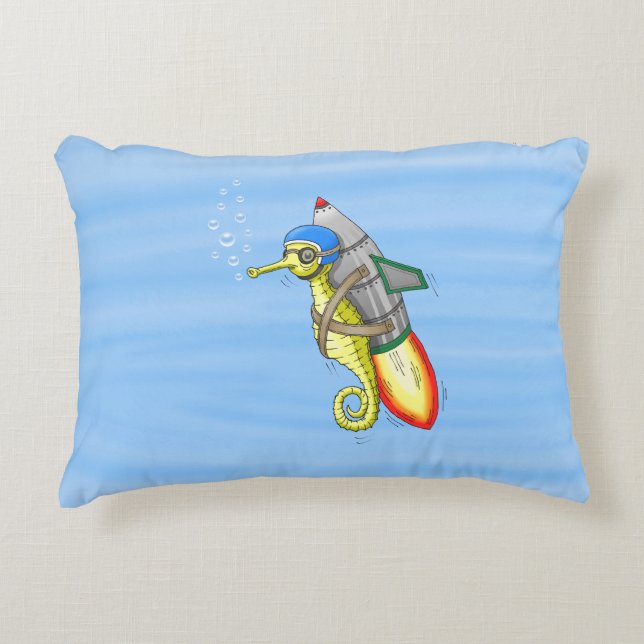 Rocket Seahorse Decorative Cushion (Front)