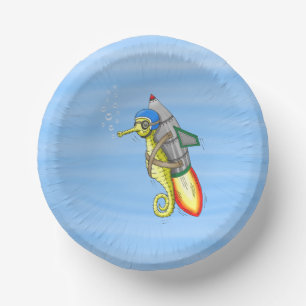 Rocket Seahorse Paper Plate