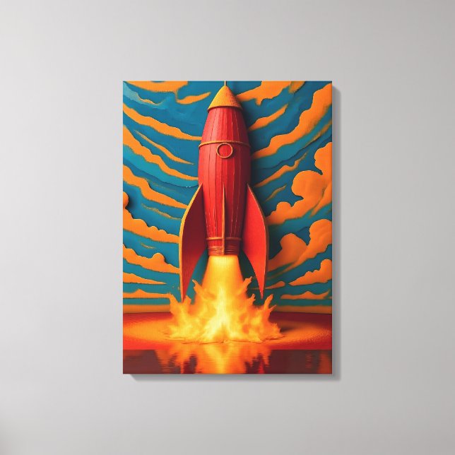 Rocket Ship: 1950s inspired  Canvas Print (Front)