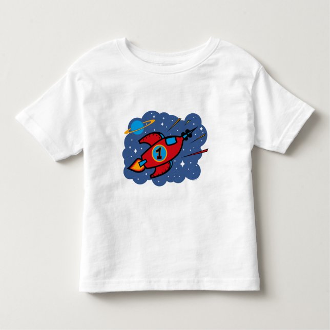 Rocket Ship 1st Birthday Toddler T-Shirt (Front)