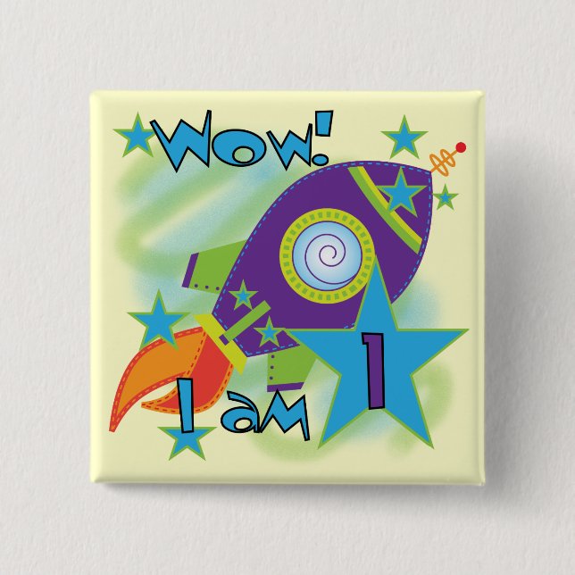 Rocket Ship 1st Birthday Tshirts and Gifts 15 Cm Square Badge (Front)