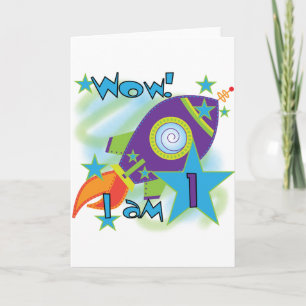 Rocket Ship 1st Birthday Tshirts and Gifts Card