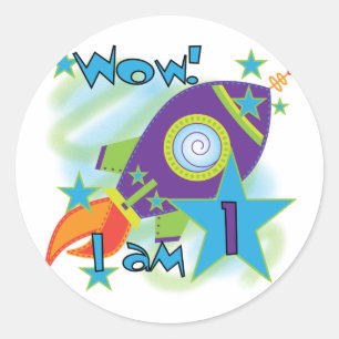Rocket Ship 1st Birthday Tshirts and Gifts Classic Round Sticker