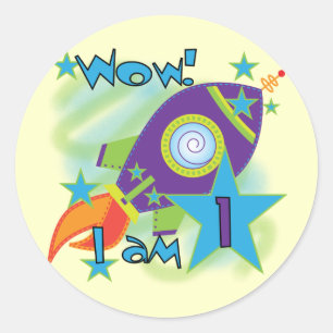 Rocket Ship 1st Birthday Tshirts and Gifts Classic Round Sticker