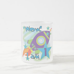 Rocket Ship 1st Birthday Tshirts and Gifts Frosted Glass Coffee Mug