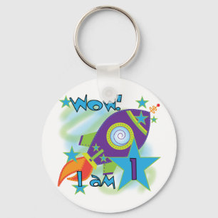 Rocket Ship 1st Birthday Tshirts and Gifts Key Ring