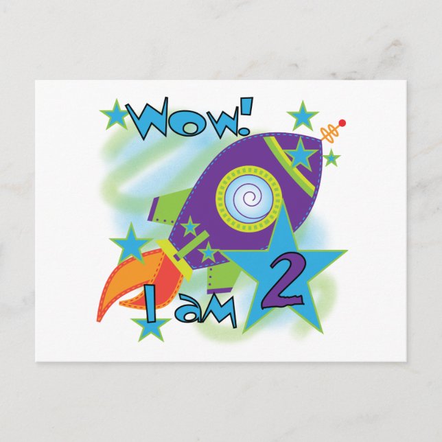 Rocket Ship 2nd Birthday T-shirts and Gifts Postcard (Front)