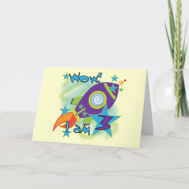 Rocket Ship 3rd Birthday T-shirts and Gifts Card (Front)