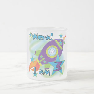 Rocket Ship 3rd Birthday T-shirts and Gifts Frosted Glass Coffee Mug