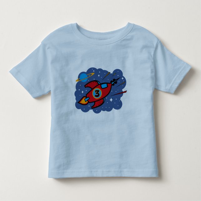 Rocket Ship 3rd Birthday Toddler T-Shirt (Front)
