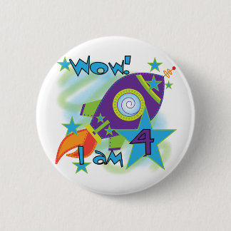 Rocket Ship 4th Birthday T-shirts and Gifts 6 Cm Round Badge