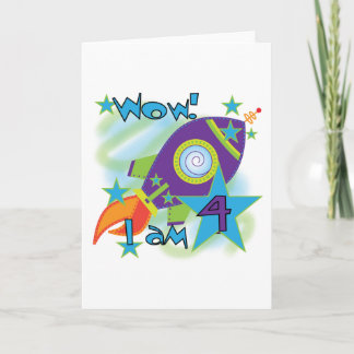 Rocket Ship 4th Birthday T-shirts and Gifts Card